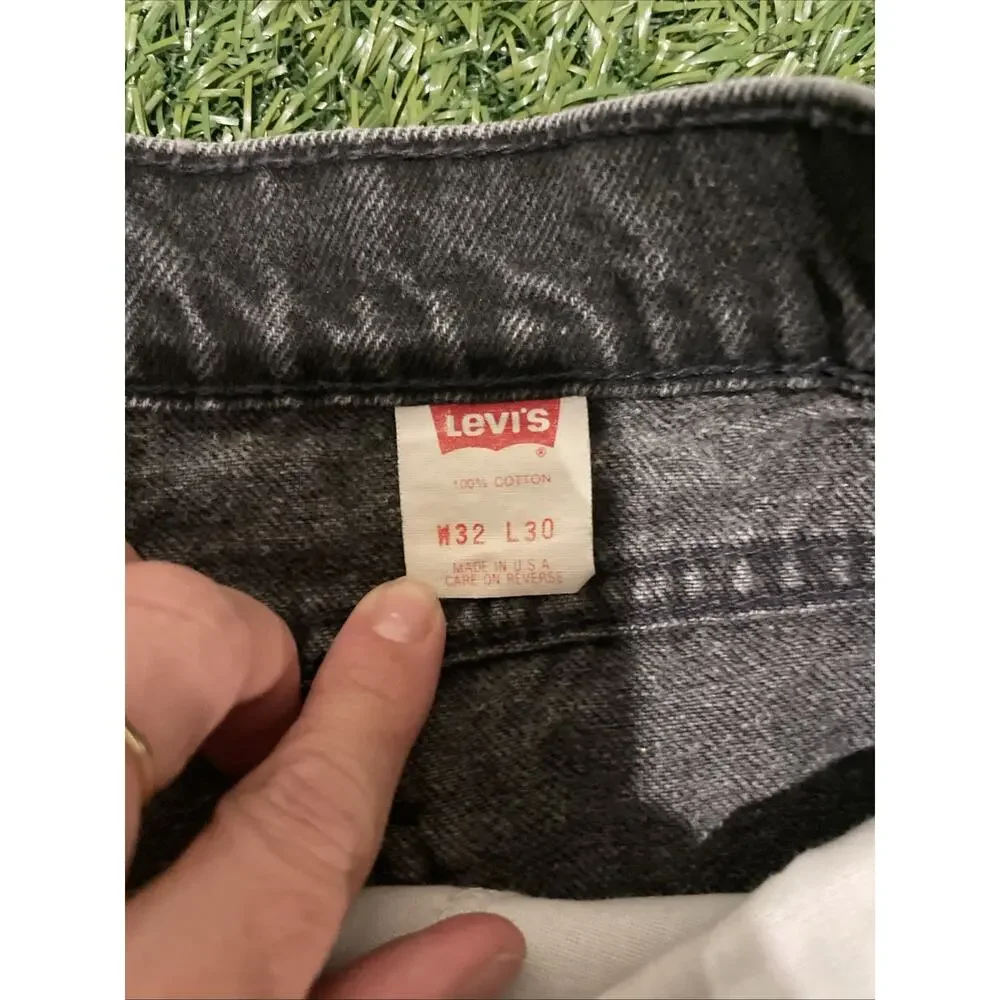 Vintage 90s Levis 505 Orange Tab Black Jeans Made In USA 32x30 Faded Charcoal